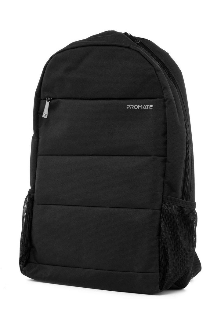 Promate Alpha Backpack - Promate High Capacity Dual Tone Backpack with Multiple Pockets for Laptops Up to 15.6", Black