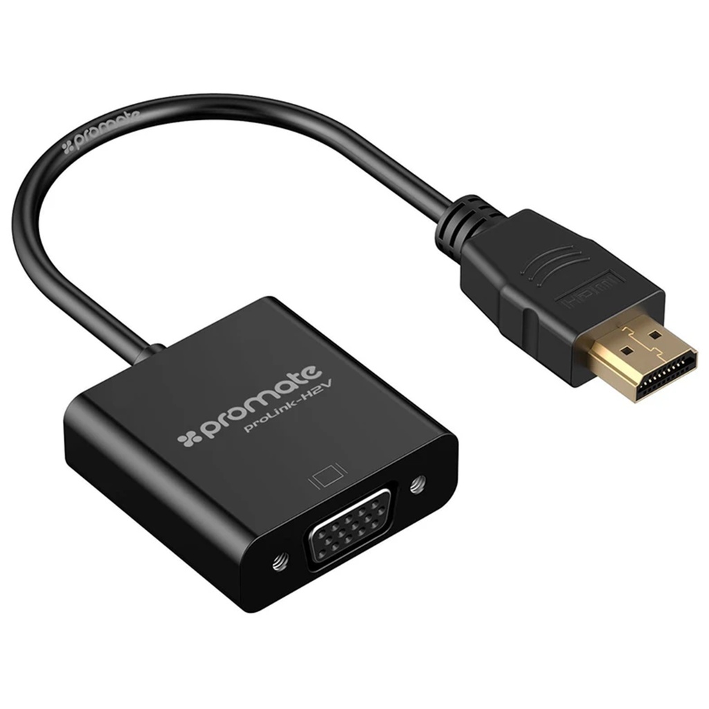 Promate HDMI to VGA Display Adaptor With Up to 1080p HD ResoluOon Support, Plug & Play Support, Black