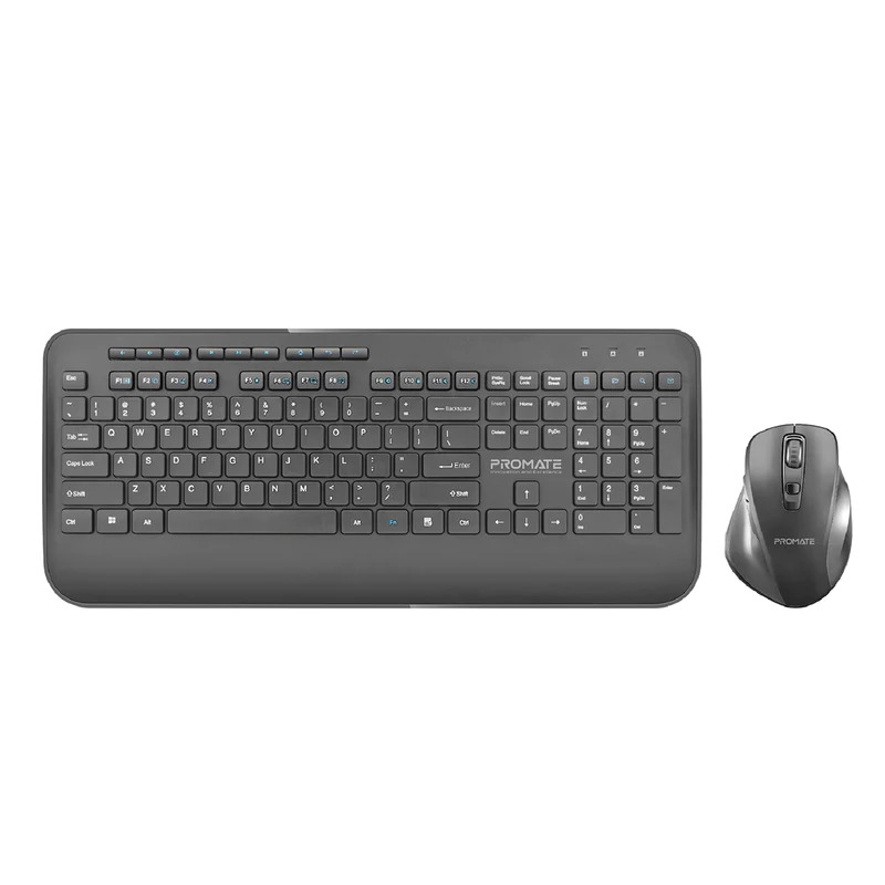 Promate Precombo 8 - Promate Portable Wireless Slim Media Keyboard & Mouse Combo , Black/English
