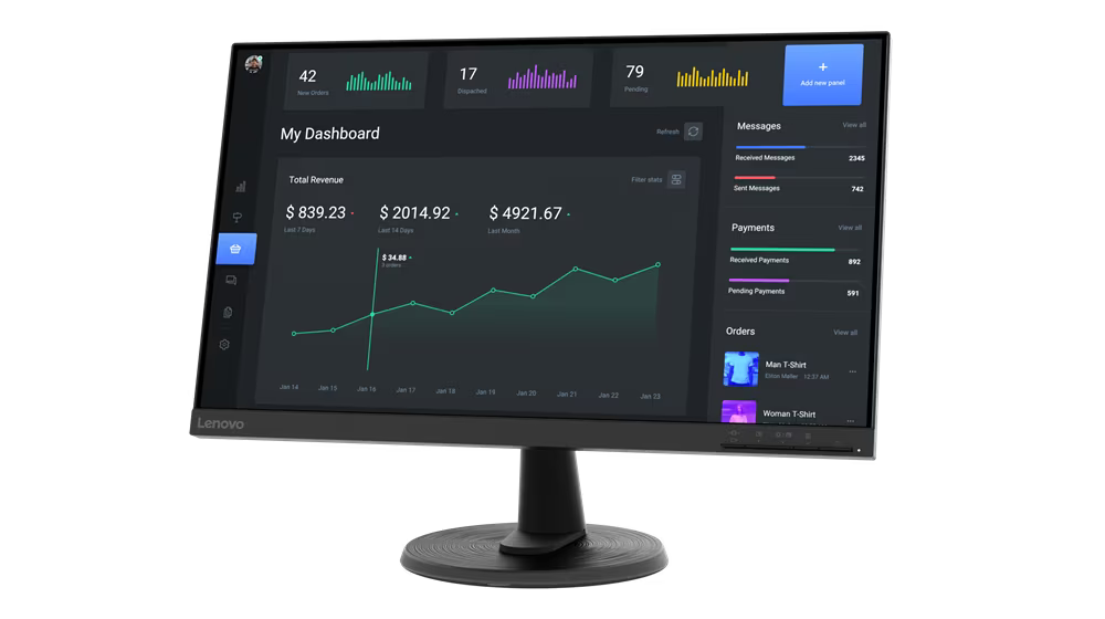 63DCKAT6UK - Lenovo C24-40 23,8
inch FHD Monitor (VA Panel, 60Hz,
4ms, HDMI, VGA, 3-side borderless) -
Tilt Stand, Supports Vesa Mount.3 Years Warranty