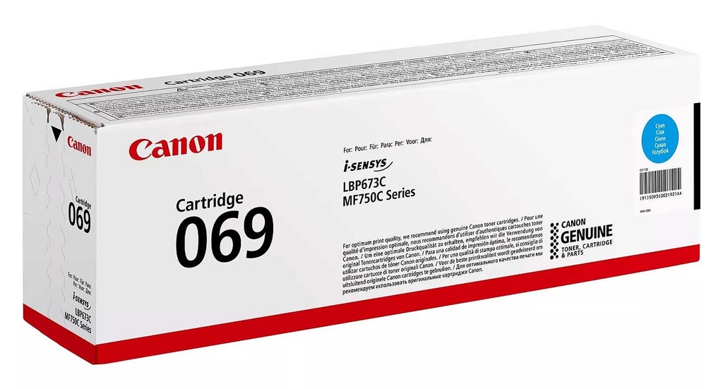 Canon 069 Cyan Toner Cartridge for Canon Color ImageClass MF752Cdw / MF754Cdw / LBP673Cdw Yield 
