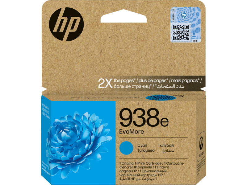[4S6X9PE] HP 938e EvoMore Cyan Original Ink Cartridge (4S6X9PE)
