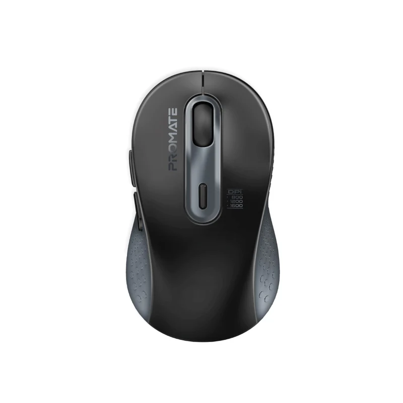 Promate Ken-Dual Mode Wireless Optical Mouse With Bt & Rf Connectivity,  800-1200-1600DPI Wireless Range: 7-10m Working/Usage time: 150hrs - Black