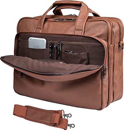 Seyfocnia Leather Laptop Bag, Men's 15.6 Inches Me
