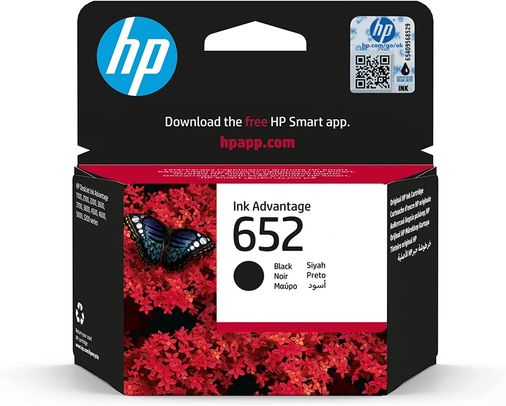 HP 652 Black Original Ink Advantage Cartridge(F6V2