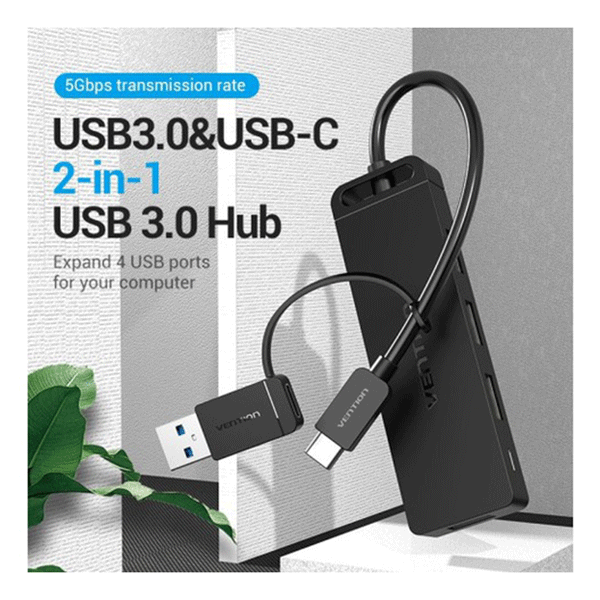 VENTION 4-PORT USB 3.0 HUB WITH TYPE C & USB 3.0 2