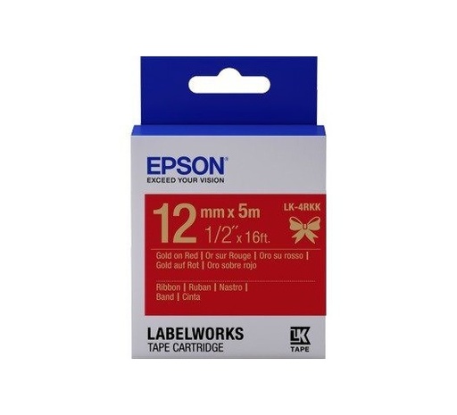 [C53S654033] C53S654033 - Epson LK-4RKK Gold on Red Ribbon Tape