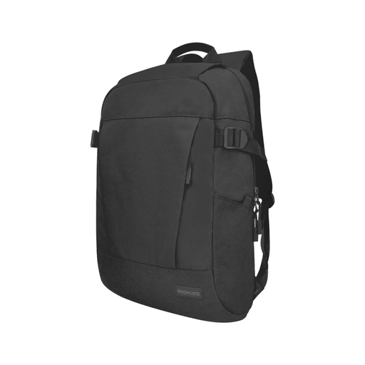 [Promate Birger Black] Promate Birger Black - Promate 15.6" Casual Laptop Backpack made from Stretchable Polyester with 1 Main Compartment, 1 front zipper