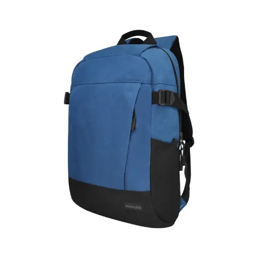 [Promate Birger Blue] Promate Birger Blue - Promate 15.6" Casual Laptop Backpack made from Stretchable Polyester with 1 Main Compartment, 1 front zipper