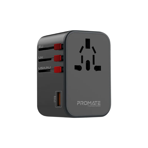 [promate TripMate-GaN65] Promate TripMate-GaN65 65W Power Delivery GaNFast™ Travel Adapter With 3 USB ports