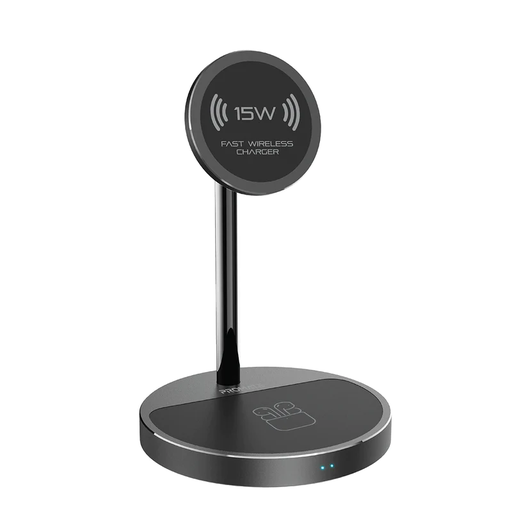 [Promate AuraBase-PD20] Promate AuraBase-PD20 - Promate 40W High Output 3-in-1 Wireless Charging Station • 15W Magnetic Wireless Charging •  20W Power Delivery • 5W AirPods Charger • Aluminium Construction