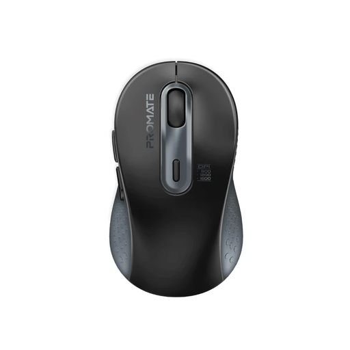 [promate.ken.Black] Promate Ken-Dual Mode Wireless Optical Mouse With Bt & Rf Connectivity,  800-1200-1600DPI Wireless Range: 7-10m Working/Usage time: 150hrs - Black