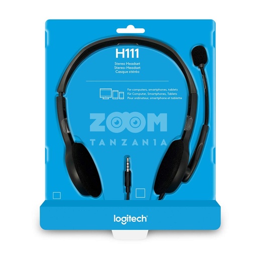[981-000593] Logitech Stereo Headphone H111 - Black (3.5 MM JACK)