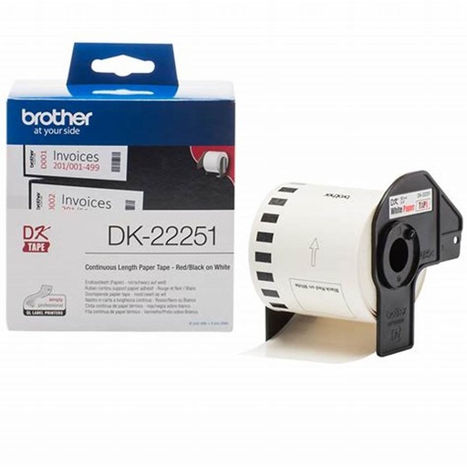 [DK-22251] Brother Tape Red/Black on White 62mm x 15.24M